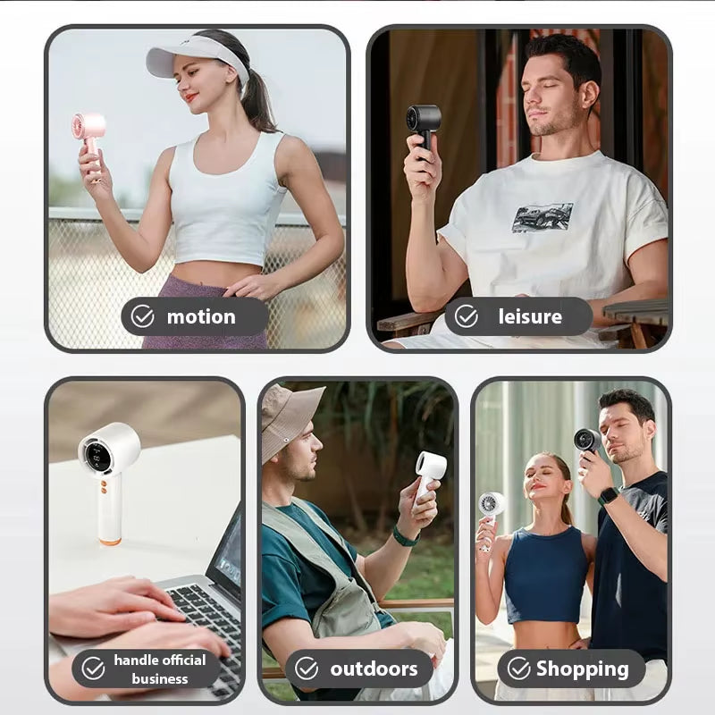 Handheld Fan Portable Turbo Fan Air Cooler 100-Speed Adjustment High-Speed Fans Mini Hand Fan for Home Travel Outdoor Camping